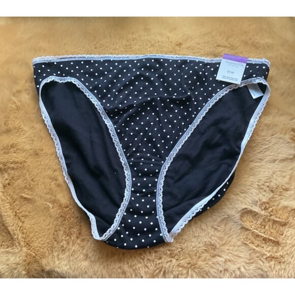 Charter Club Womens Everyday Cotton Bikini Underwear, Black/White, Size XXL, NWT - Picture 2 of 4